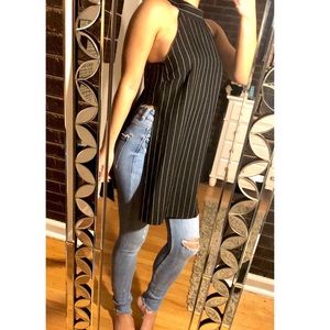 High Neck Striped Top